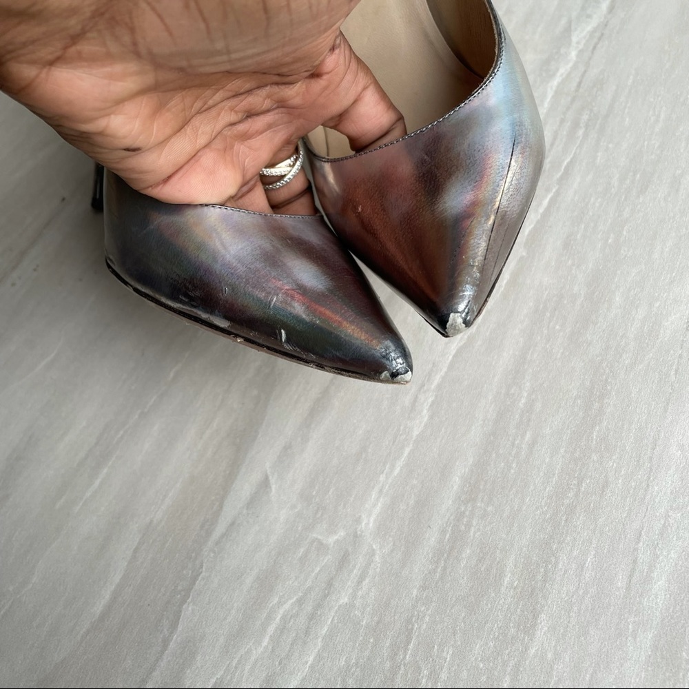 Jimmy Choo Silver Holigraphic Mirror Anouk leather pumps - Picture 4 of 7